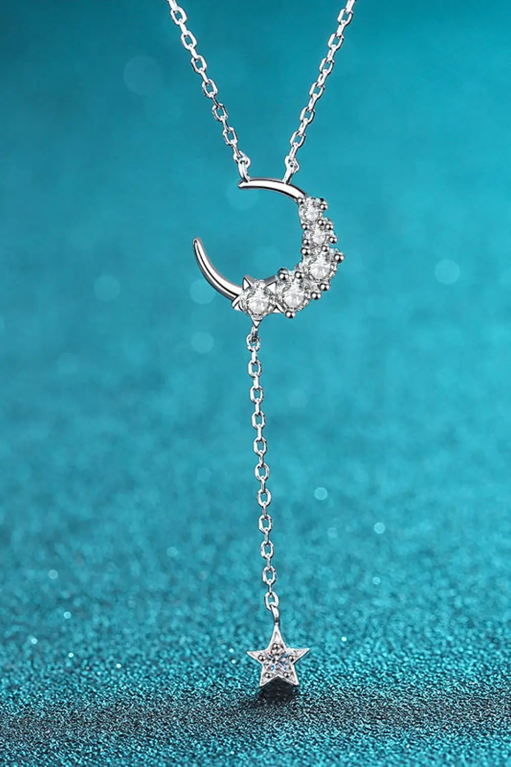 Lovcia Star & Moon Moissanite Necklace-Necklaces-Silver-One Size-Silver