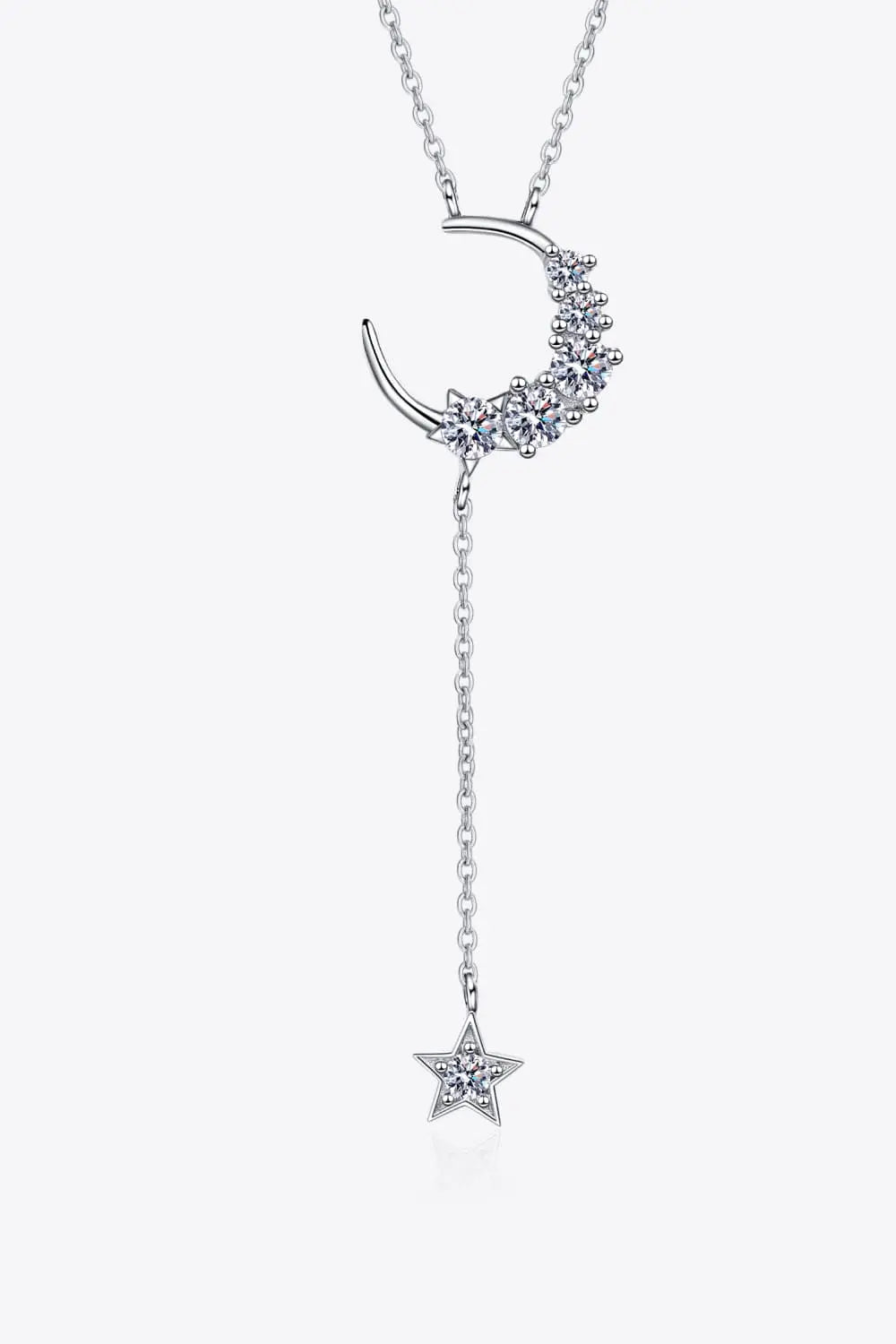 Lovcia Star & Moon Moissanite Necklace-Necklaces-Silver-One Size-Silver