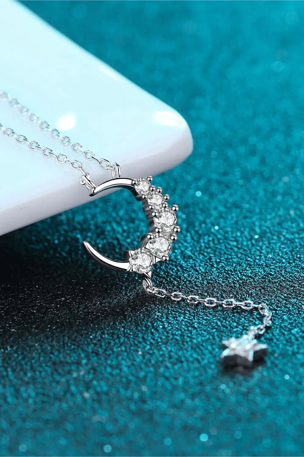 Lovcia Star & Moon Moissanite Necklace-Necklaces-Silver-One Size-Silver