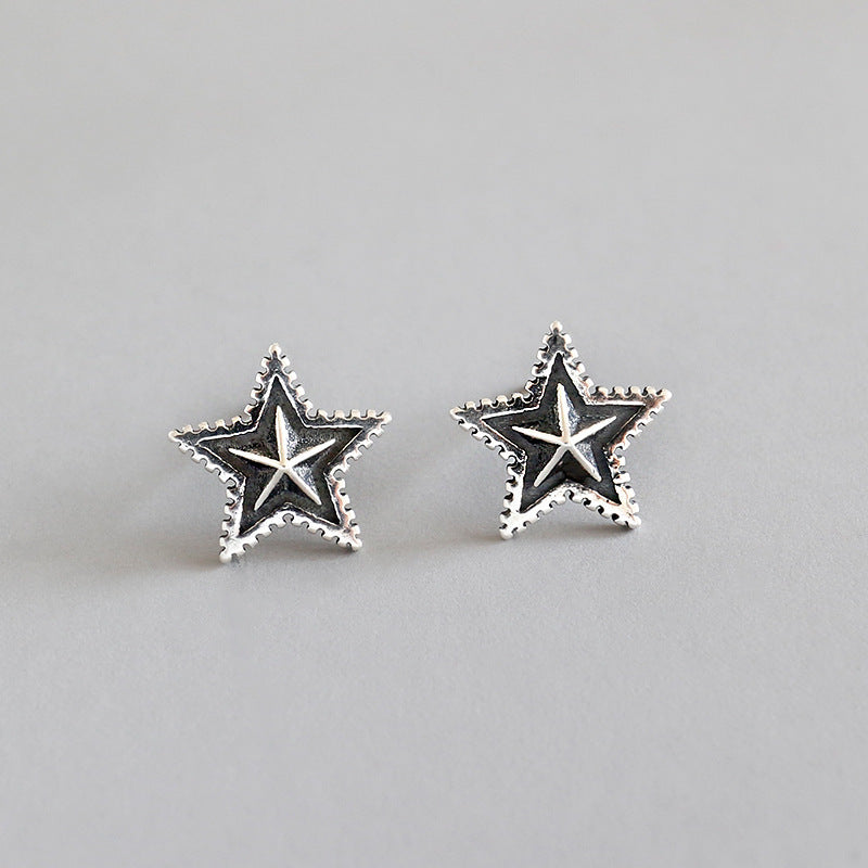 Lovcia Star Stud Earrings 925 Sterling Silver 11.3x11.7mm-Earrings-Vintage-Vintage