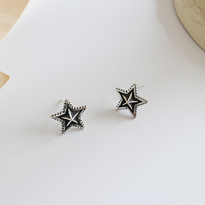 Lovcia Star Stud Earrings 925 Sterling Silver 11.3x11.7mm-Earrings-Vintage-Vintage