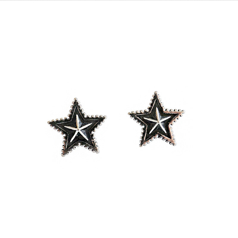 Lovcia Star Stud Earrings 925 Sterling Silver 11.3x11.7mm-Earrings-Vintage-Vintage