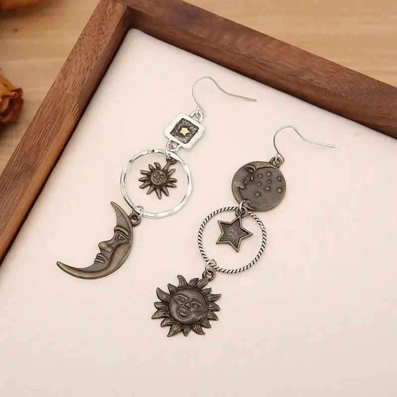 Lovcia Star, Sun, and Moon Earrings-Earrings-Copper-One Size-Copper