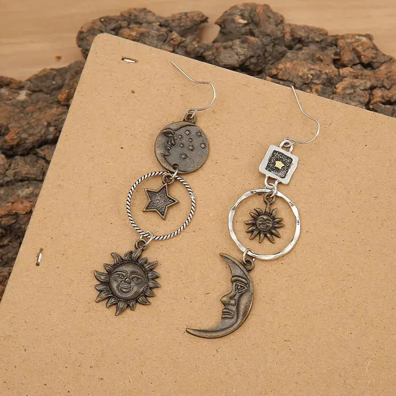 Lovcia Star, Sun, and Moon Earrings-Earrings-Copper-One Size-Copper