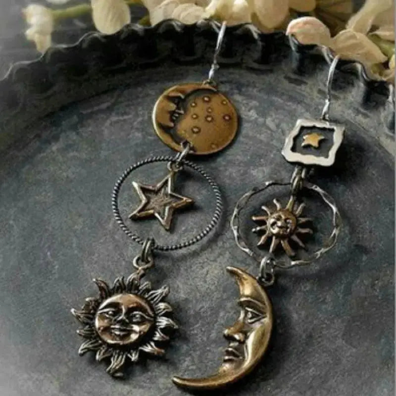 Lovcia Star, Sun, and Moon Earrings-Earrings-Copper-One Size-Copper