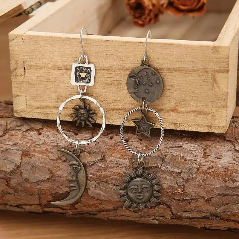 Lovcia Star, Sun, and Moon Earrings-Earrings-Copper-One Size-Copper