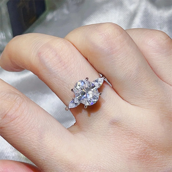 Lovcia Starlight Bloom 3 Carat Moissanite 925 Sterling Silver Ring for Women - White-5- - Buy latest trendy Rings for Women and Girls