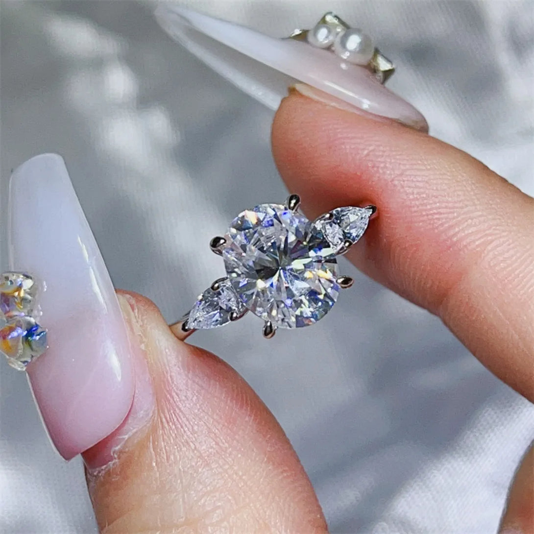 Lovcia Starlight Bloom 3 Carat Moissanite 925 Sterling Silver Ring for Women - White-5- - Buy latest trendy Rings for Women and Girls