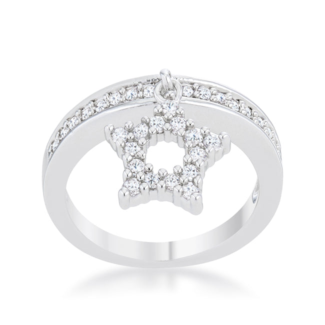 Lovcia Starlit CZ Rhodium Holiday Charm Eternity Band Ring-Rings-5-5