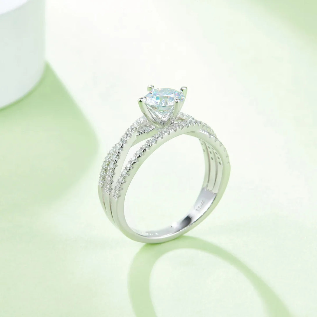 Lovcia Starlit Path 1 Carat Moissanite 925 Sterling Silver Ring for Women - Silver-5- - Buy latest trendy Rings for Women and Girls