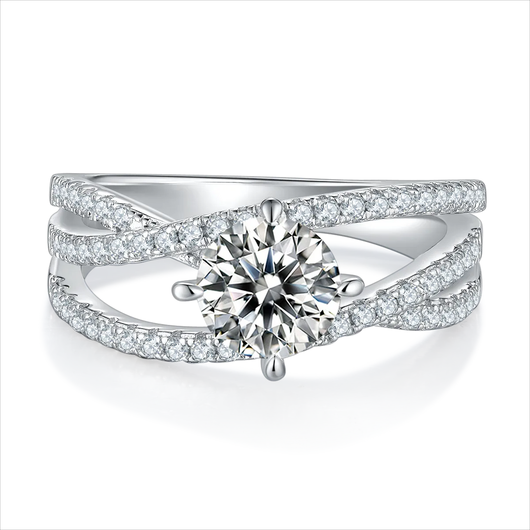 Lovcia Starlit Path 1 Carat Moissanite 925 Sterling Silver Ring for Women - Silver-5- - Buy latest trendy Rings for Women and Girls