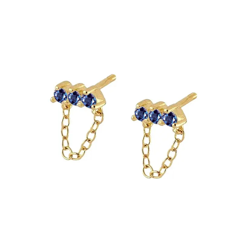 Lovcia Starry Moon Tassel Earrings for Women - Long Brass Silver Needle-Earrings-Blue-Blue