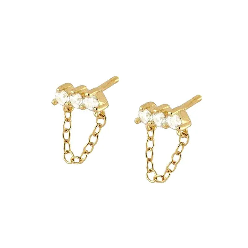 Lovcia Starry Moon Tassel Earrings for Women - Long Brass Silver Needle-Earrings-Gold-Gold