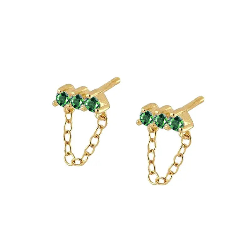 Lovcia Starry Moon Tassel Earrings for Women - Long Brass Silver Needle-Earrings-Green-Green