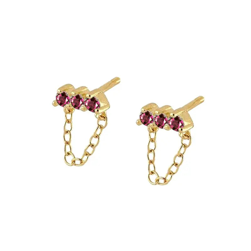 Lovcia Starry Moon Tassel Earrings for Women - Long Brass Silver Needle-Earrings-Red-Red