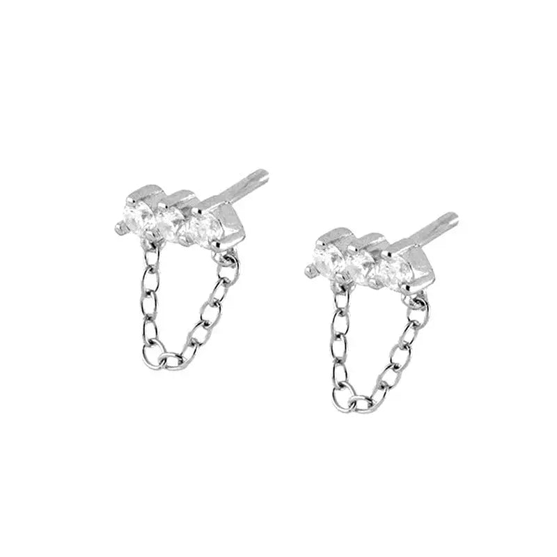 Lovcia Starry Moon Tassel Earrings for Women - Long Brass Silver Needle-Earrings-Silver-Silver