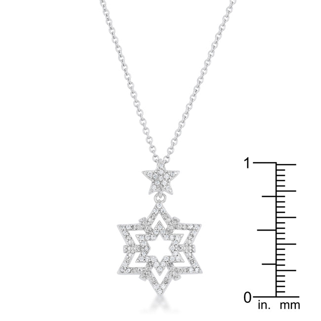 Lovcia Stella Starry Rhodium Necklace with 0.3ct CZ Drops-Necklaces-