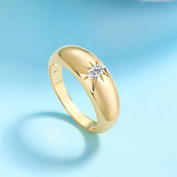 Lovcia Stellar Glow 925 Sterling Silver Moissanite Ring for Women - Gold-5- - Buy latest trendy Rings for Women and Girls