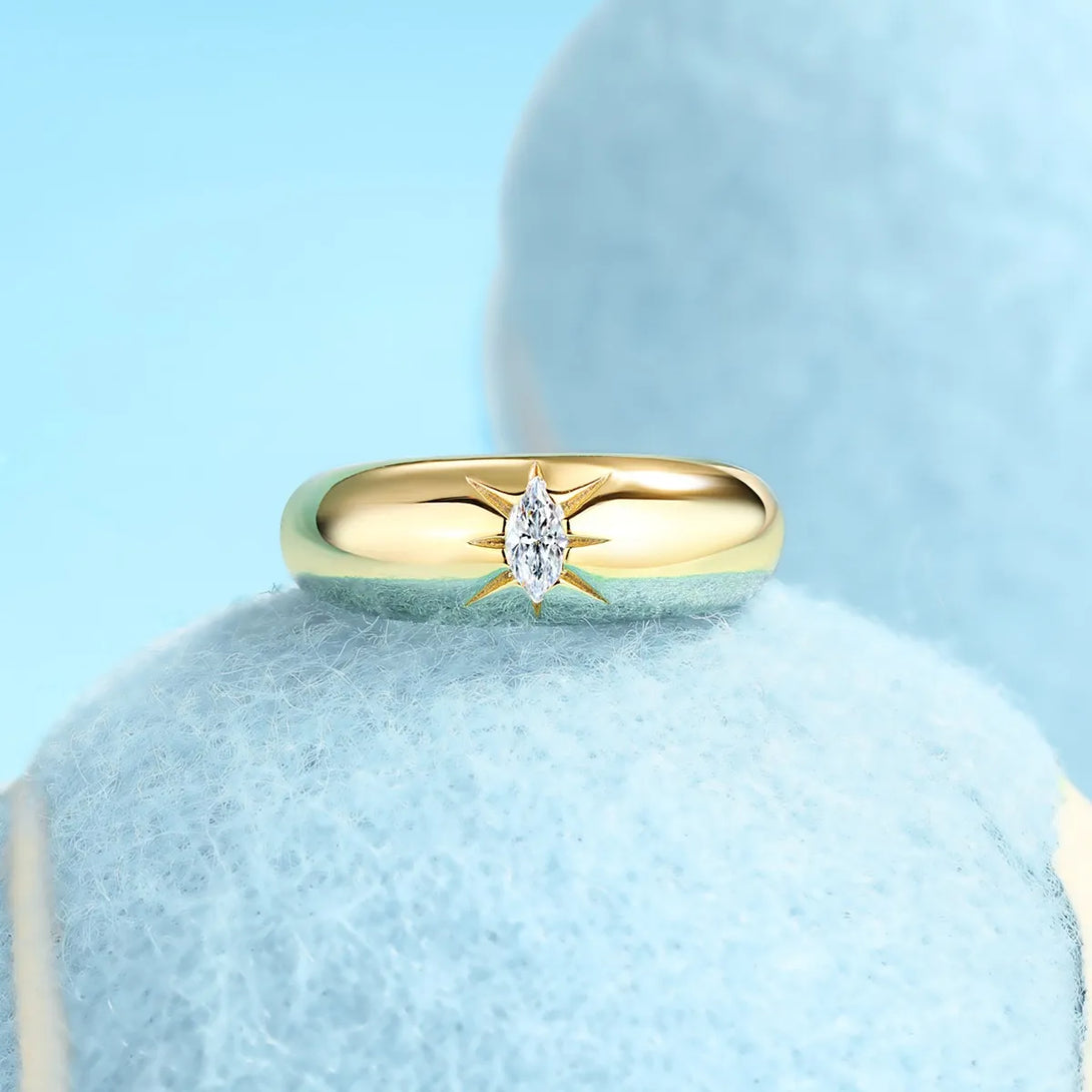 Lovcia Stellar Glow 925 Sterling Silver Moissanite Ring for Women - Gold-5- - Buy latest trendy Rings for Women and Girls