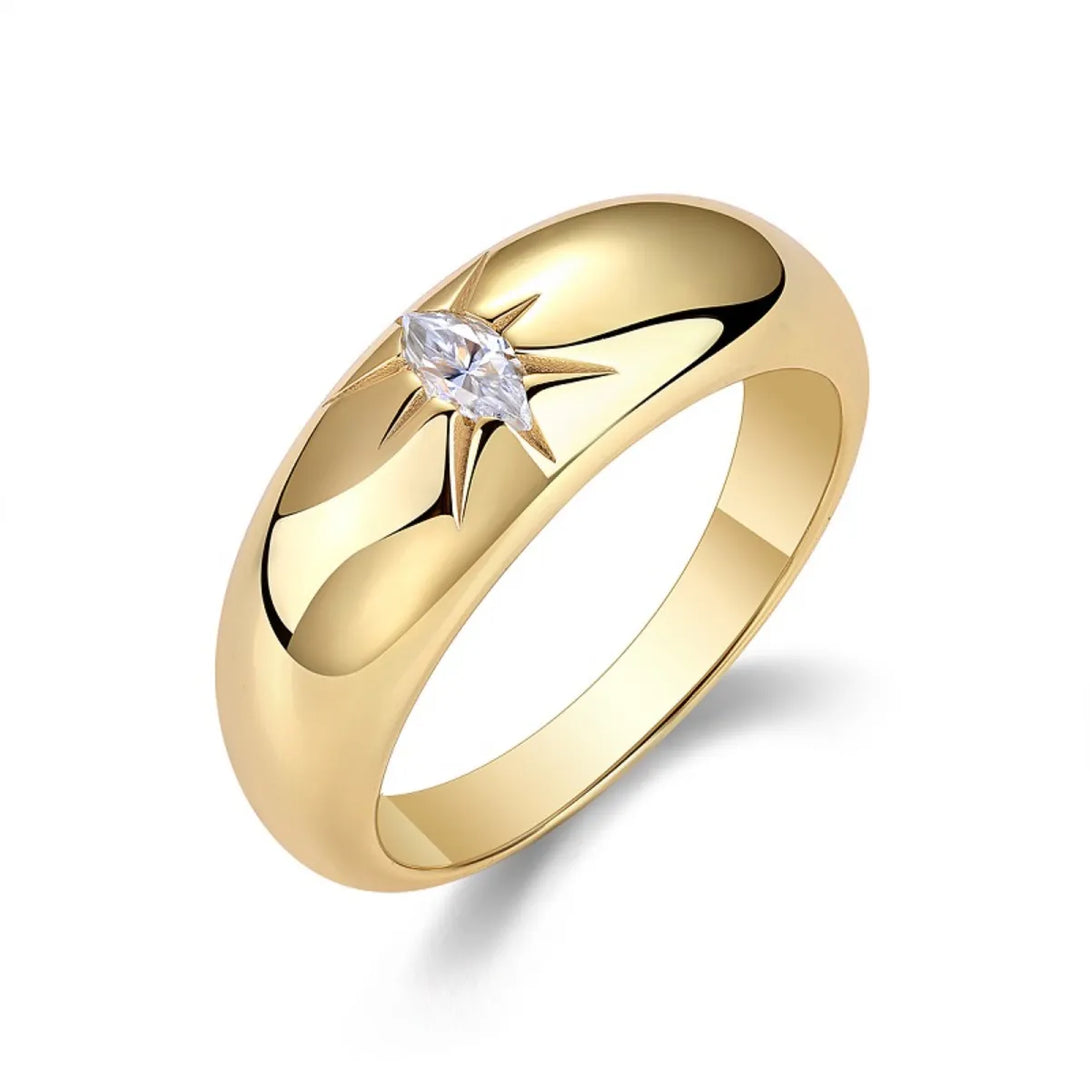 Lovcia Stellar Glow 925 Sterling Silver Moissanite Ring for Women - Gold-5- - Buy latest trendy Rings for Women and Girls