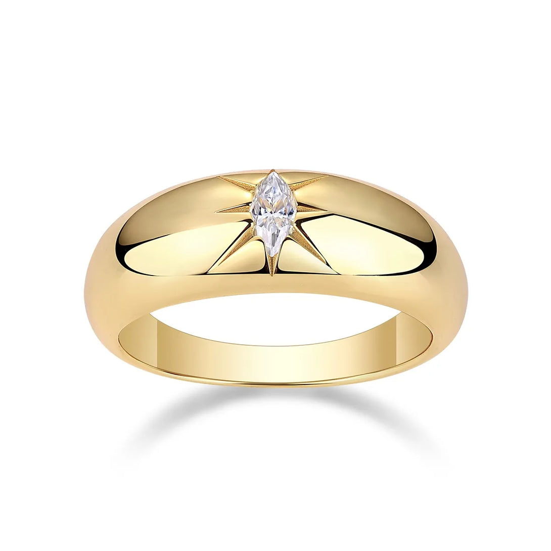 Lovcia Stellar Glow 925 Sterling Silver Moissanite Ring for Women - Gold-5- - Buy latest trendy Rings for Women and Girls