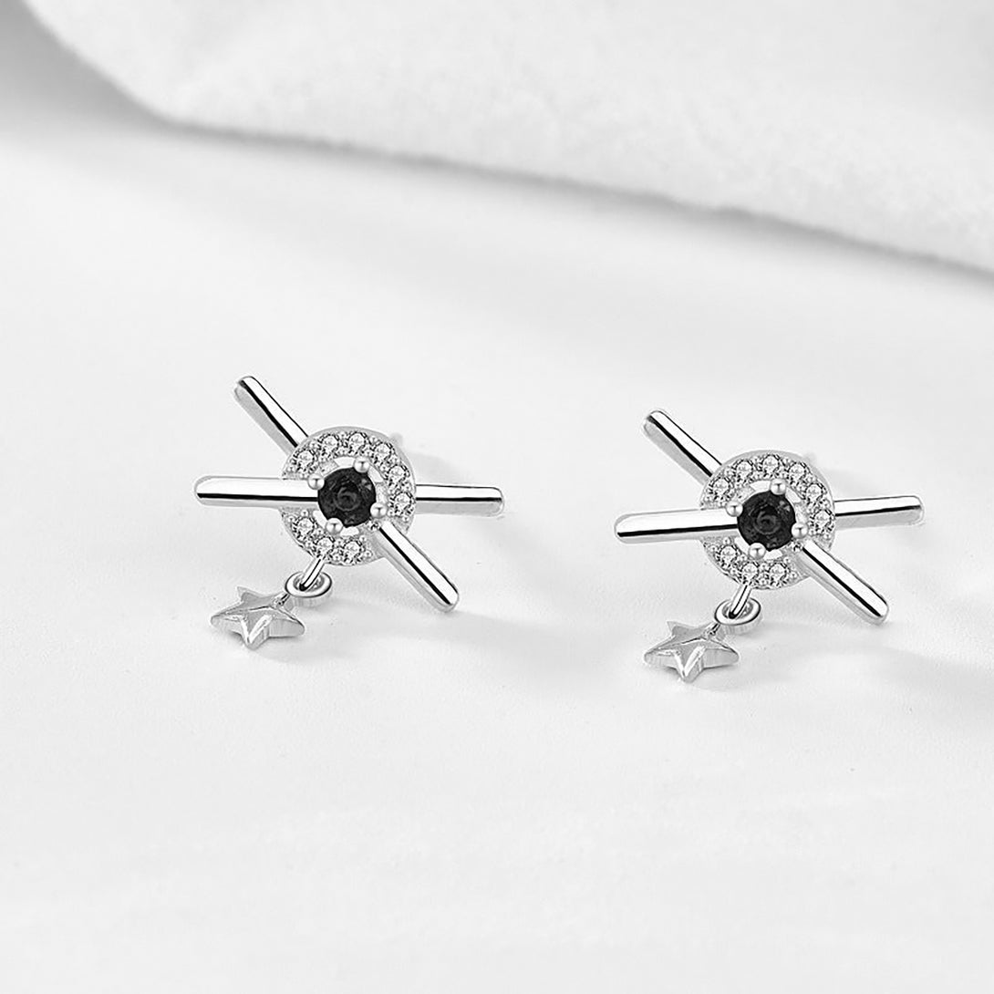 Lovcia Stellar Sparkle 925 Sterling Silver CZ Dangle Earrings for Women-Earrings-Silver-Silver