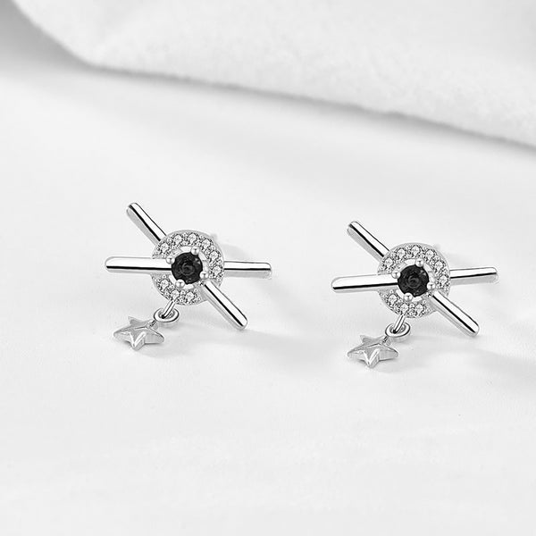 Lovcia Stellar Sparkle 925 Sterling Silver CZ Dangle Earrings for Women-Earrings-Silver-Silver