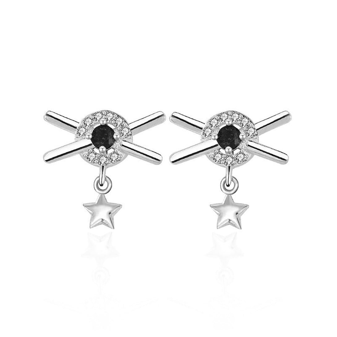 Lovcia Stellar Sparkle 925 Sterling Silver CZ Dangle Earrings for Women-Earrings-Yellow Gold-Yellow Gold