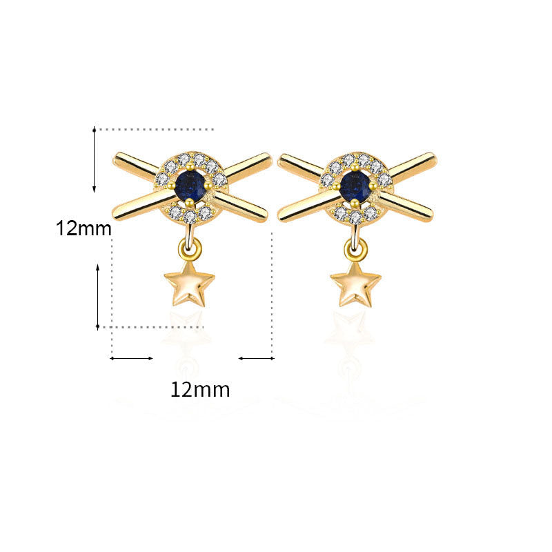 Lovcia Stellar Sparkle 925 Sterling Silver CZ Dangle Earrings for Women-Earrings-Yellow Gold-Yellow Gold
