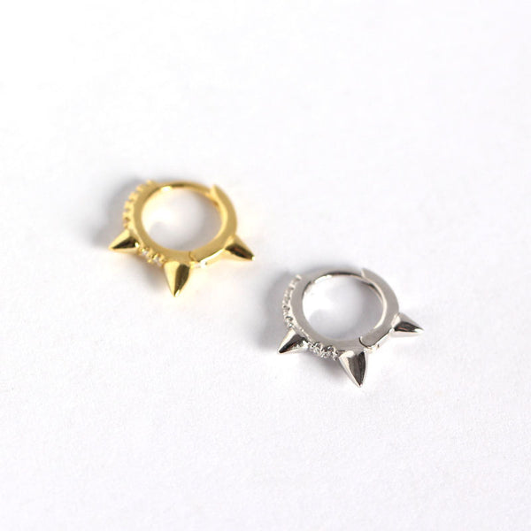Lovcia Sterling Silver 12mm CZ Circle Horns Earrings Gold-Earrings-Silver-