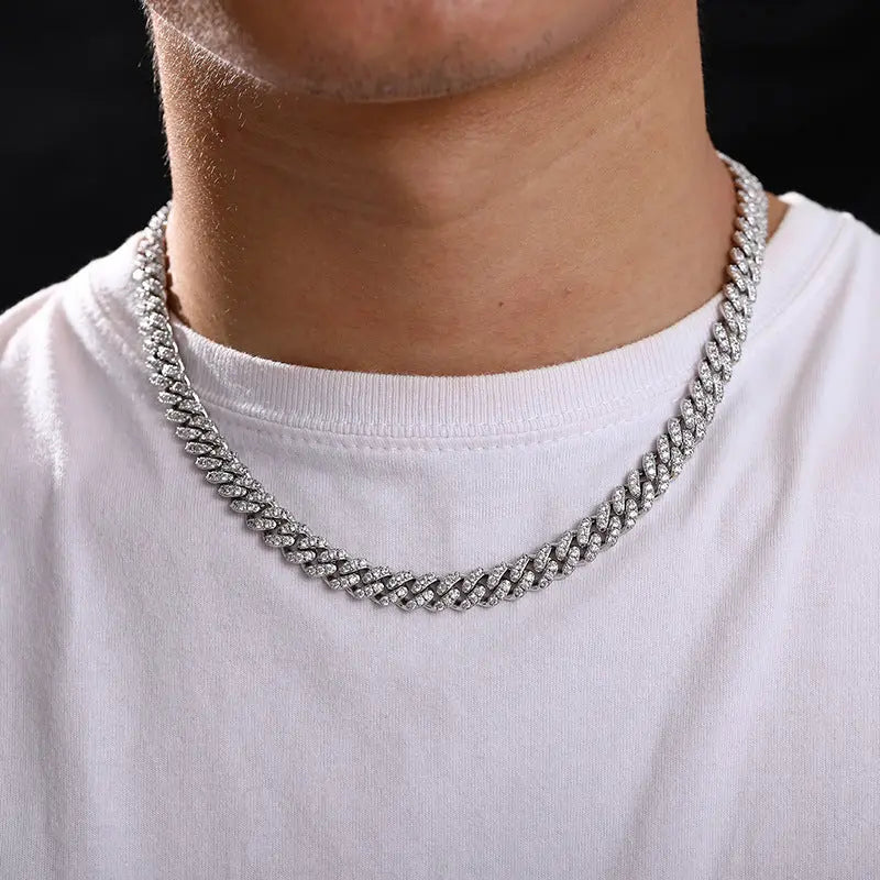 Lovcia Sterling Silver 8mm Moissanite Necklace Box Buckle for Men-Necklaces-Silver-7inch-Silver