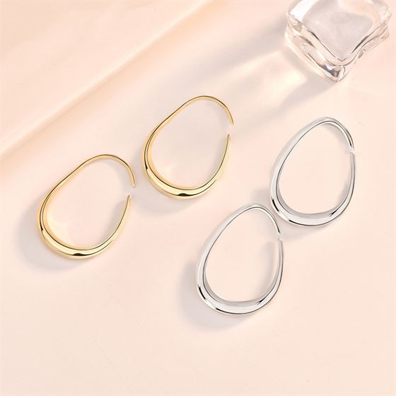 Lovcia Sterling Silver 925 Irregular Geometric Circle Hoop Earrings for Women with 14K Gold/Rhodium Finish-Earrings-Silver-Silver