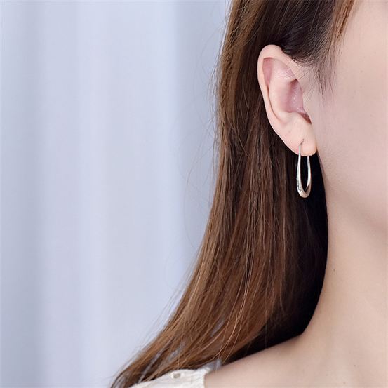 Lovcia Sterling Silver 925 Irregular Geometric Circle Hoop Earrings for Women with 14K Gold/Rhodium Finish-Earrings-Silver-Silver