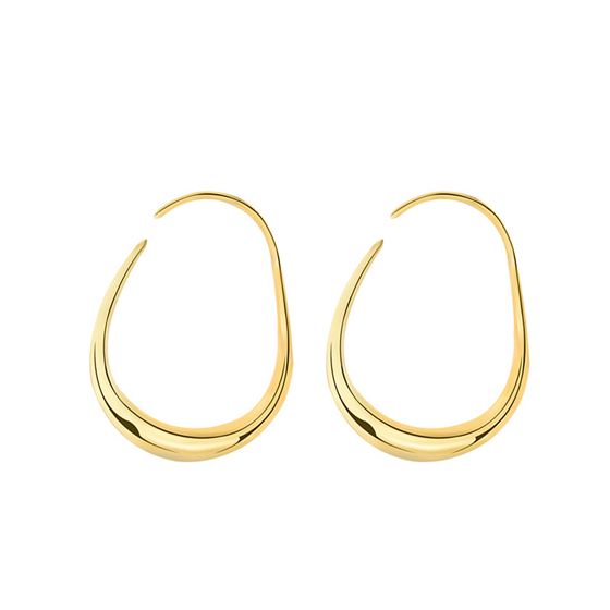 Lovcia Sterling Silver 925 Irregular Geometric Circle Hoop Earrings for Women with 14K Gold/Rhodium Finish-Earrings-Yellow Gold-Yellow Gold