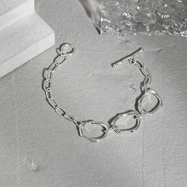 Lovcia Sterling Silver 925 Irregular Hollow Chain Bracelet-Bracelets-