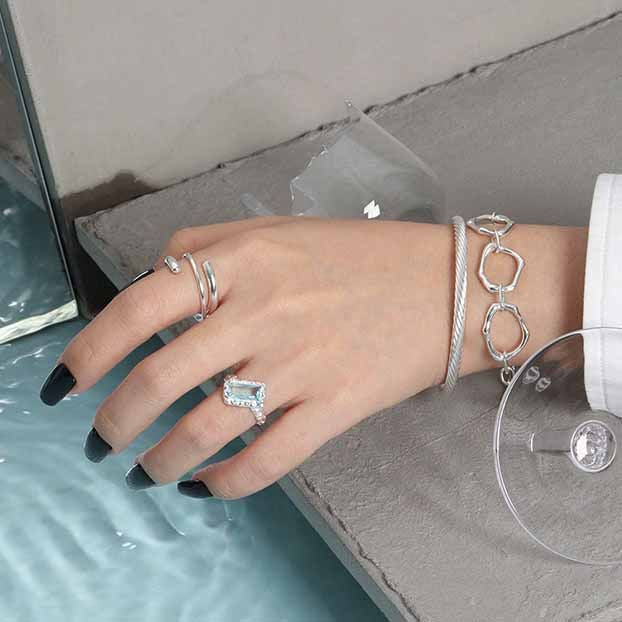 Lovcia Sterling Silver 925 Irregular Hollow Chain Bracelet-Bracelets-