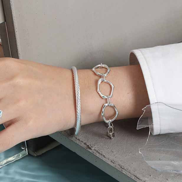 Lovcia Sterling Silver 925 Irregular Hollow Chain Bracelet-Bracelets-