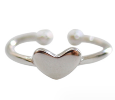 Lovcia Sterling Silver Adjustable Heart Ring Twisted Leaves-Rings-Heart Ring-