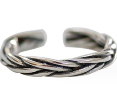 Lovcia Sterling Silver Adjustable Heart Ring Twisted Leaves-Rings-Twisted Ring-