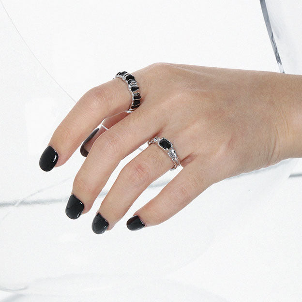 Lovcia Sterling Silver Adjustable Ring Geometric Square CZ-Rings-White CZ-White CZ
