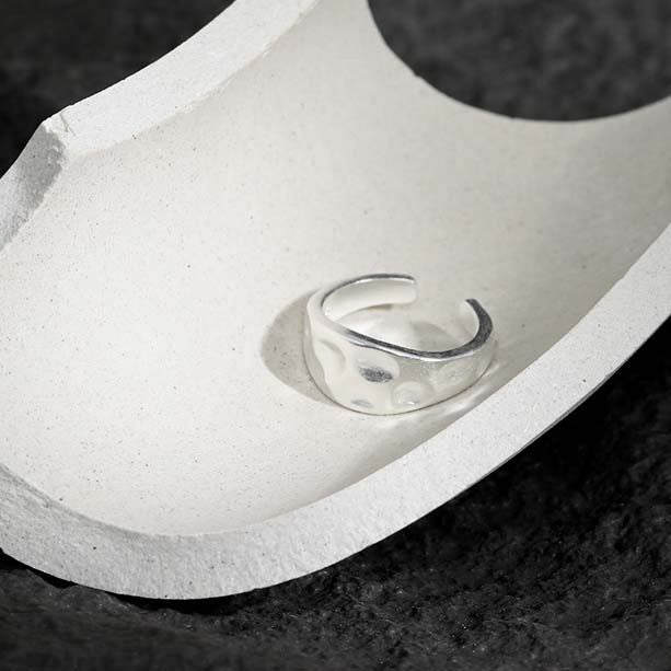 Lovcia Sterling Silver Adjustable Ring Irregular Wide-Rings-