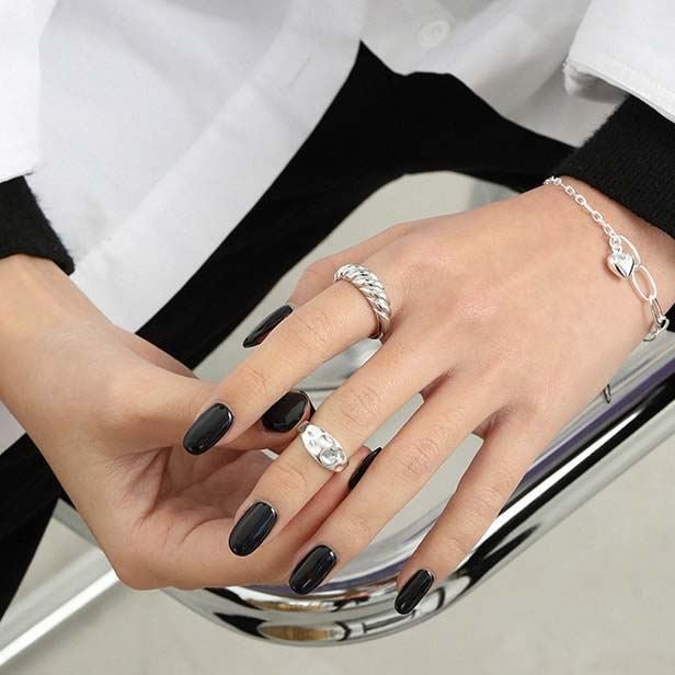 Lovcia Sterling Silver Adjustable Ring Irregular Wide-Rings-