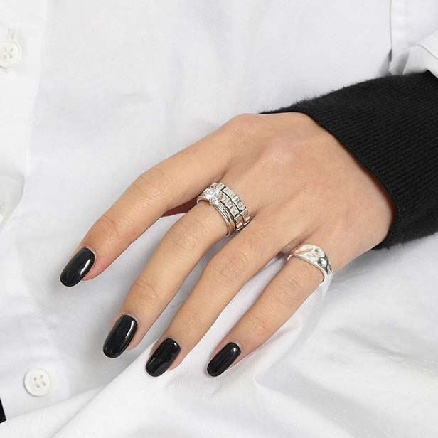 Lovcia Sterling Silver Adjustable Ring Irregular Wide-Rings-