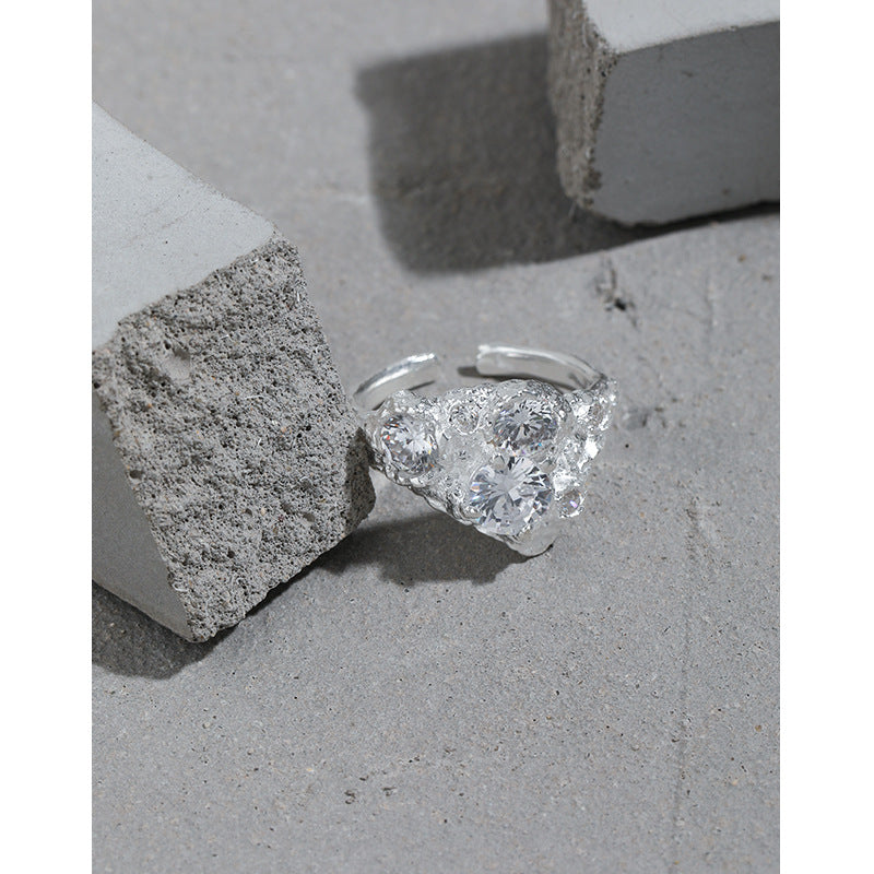 Lovcia Sterling Silver Adjustable Ring With CZ Stones-Rings-Pink CZ-Pink CZ