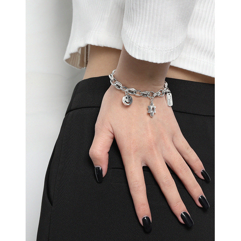 Lovcia Sterling Silver Bracelet Star Charm 160mm Good Luck-Bracelets-Vintage-Vintage