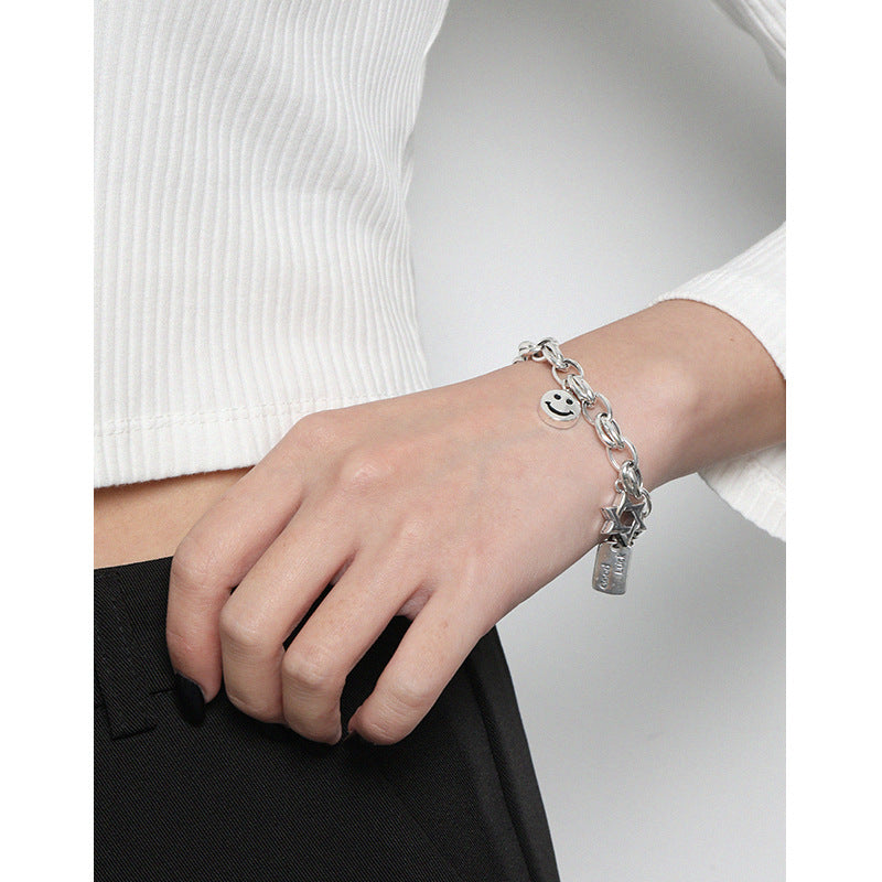 Lovcia Sterling Silver Bracelet Star Charm 160mm Good Luck-Bracelets-Vintage-Vintage
