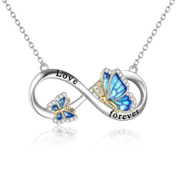 Lovcia Sterling Silver Butterfly Infinity Pendant Necklace Jewellery-Necklaces-silver-silver