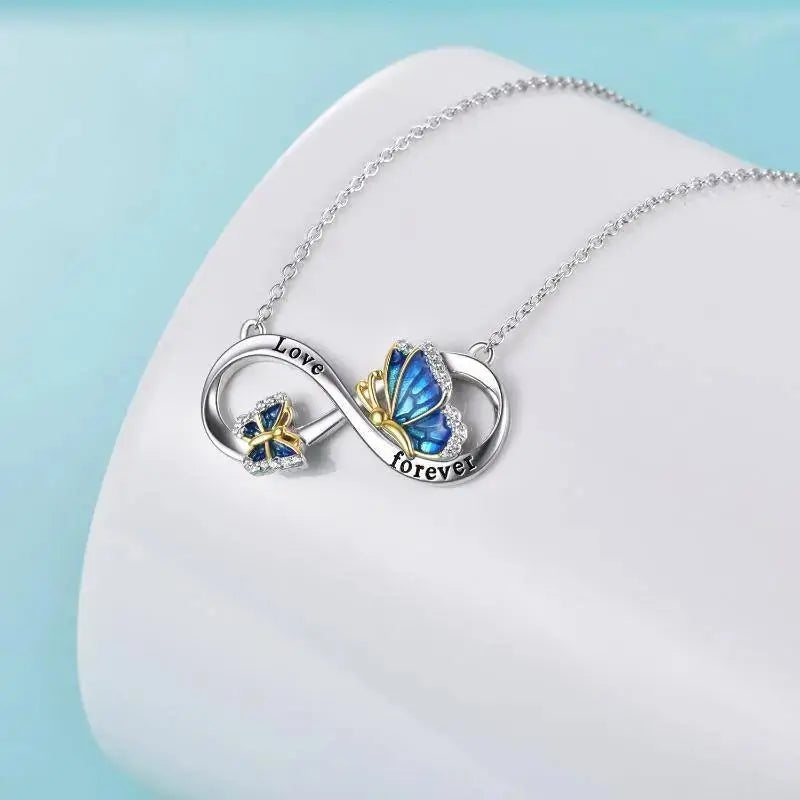 Lovcia Sterling Silver Butterfly Infinity Pendant Necklace Jewellery-Necklaces-silver-silver