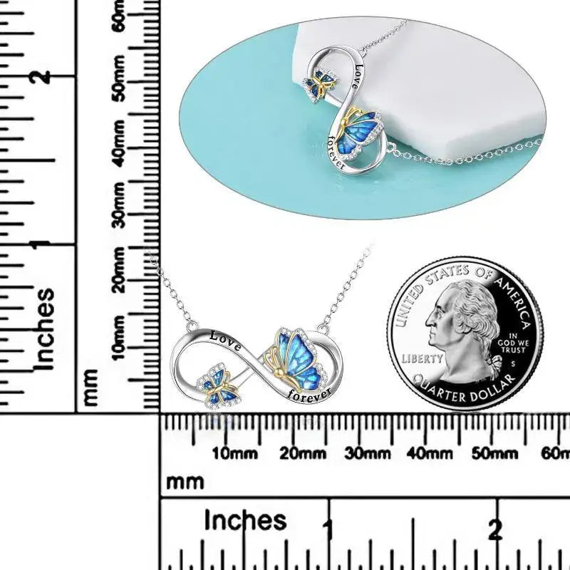 Lovcia Sterling Silver Butterfly Infinity Pendant Necklace Jewellery-Necklaces-silver-silver