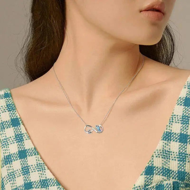 Lovcia Sterling Silver Butterfly Infinity Pendant Necklace Jewellery-Necklaces-silver-silver